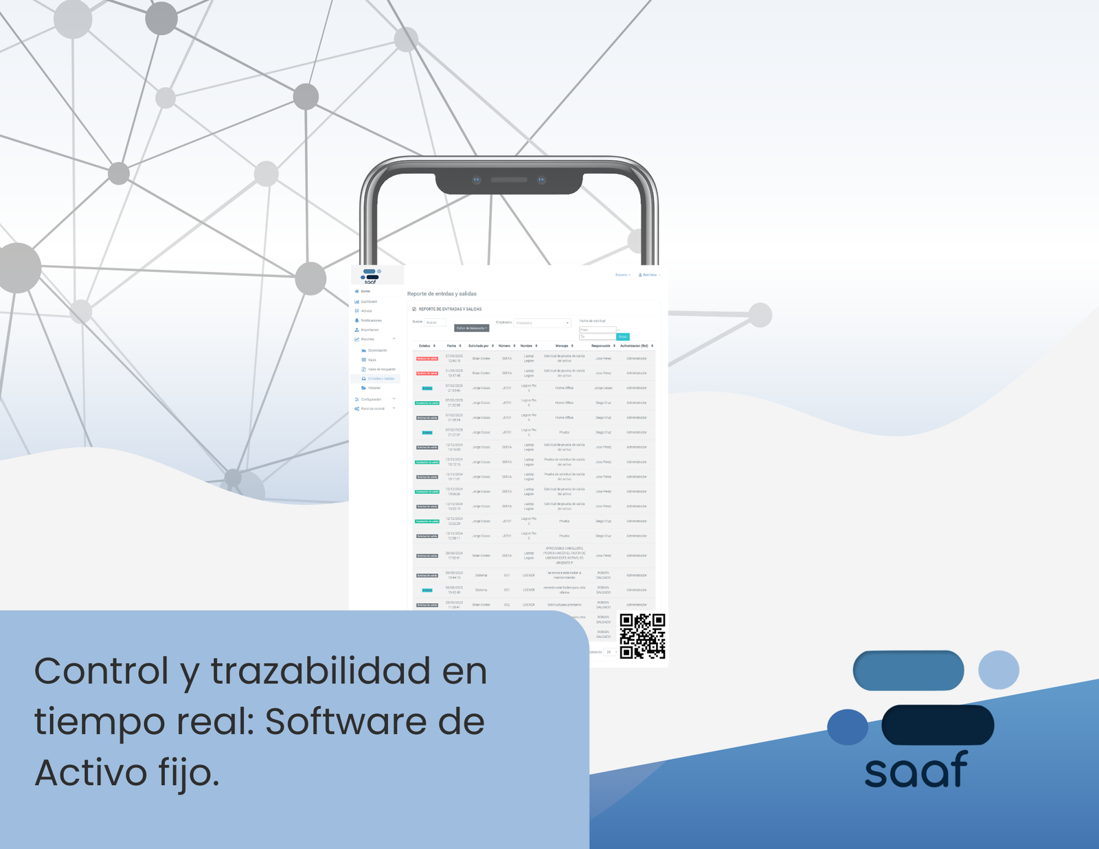 Control y trazabilidad en tiempo real: Software de Activo fijo.